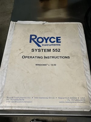 Manual For Royce 552 100K Wire Bond Pull/Shear Tester Includes Floppy Disks