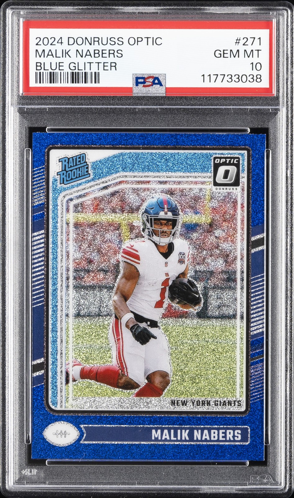 2024 PANINI DONRUSS OPTIC BLUE GLITTER #271 MALIK NABERS PSA 10