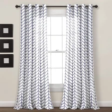 Calia Chevron Geo Window Curtain Panel Pair, 84" L x 52" W, Navy