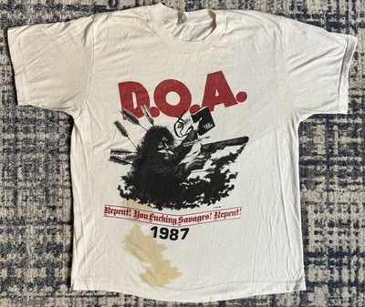 Vintage 1987 D.O.A. Repent You F*cking Savages T Shirt XL Hardcore Punk Band 80s