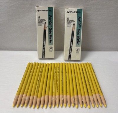 New SANFORD 02083 Peel-Off China Marker YELLOW 170T 24-PACK Made in USA