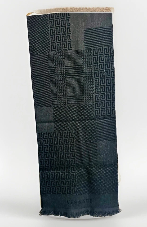 Versace Medusa Logo Black Scarf Unisex Authentic - Image 2 of 4