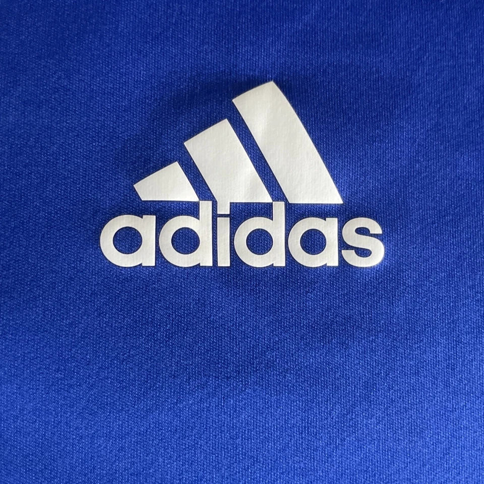 Adidas ClimaLite Med Mens Soccer T-Shirt Blue White Striped Athletic Tee Retro - Image 2 of 4