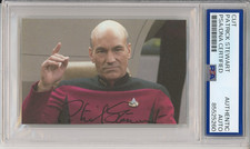 Patrick Stewart SIGNED Star Trek Captain Jean Picard Photo Cut PSA DNA Autograph