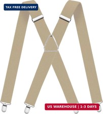 WOXVM Mens Suspenders Adjustable Braces with 4 Strong Metal Clips Elastic X Back