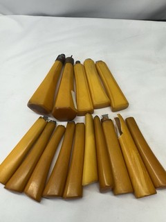 Vintage lot of 15 Bakelite Handles Yellow Marbleized!!￼