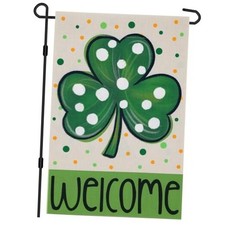 St Patrick's Day Garden Flag 12x18 Inch, Shamrock Double Sided Yard Flag for