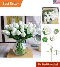 Lifelike 10-Pack PU Tulips - Maintenance-Free Artificial Flowers for All Seasons