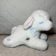 VTG Eden Musical Lamb Baby 9 Plush Wind Up Moves W/ Music Blue Bow WORKS