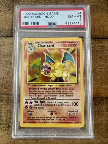 1999 Pokemon Base Set Unlimited Charizard #4 Holo PSA 8 NM-MT