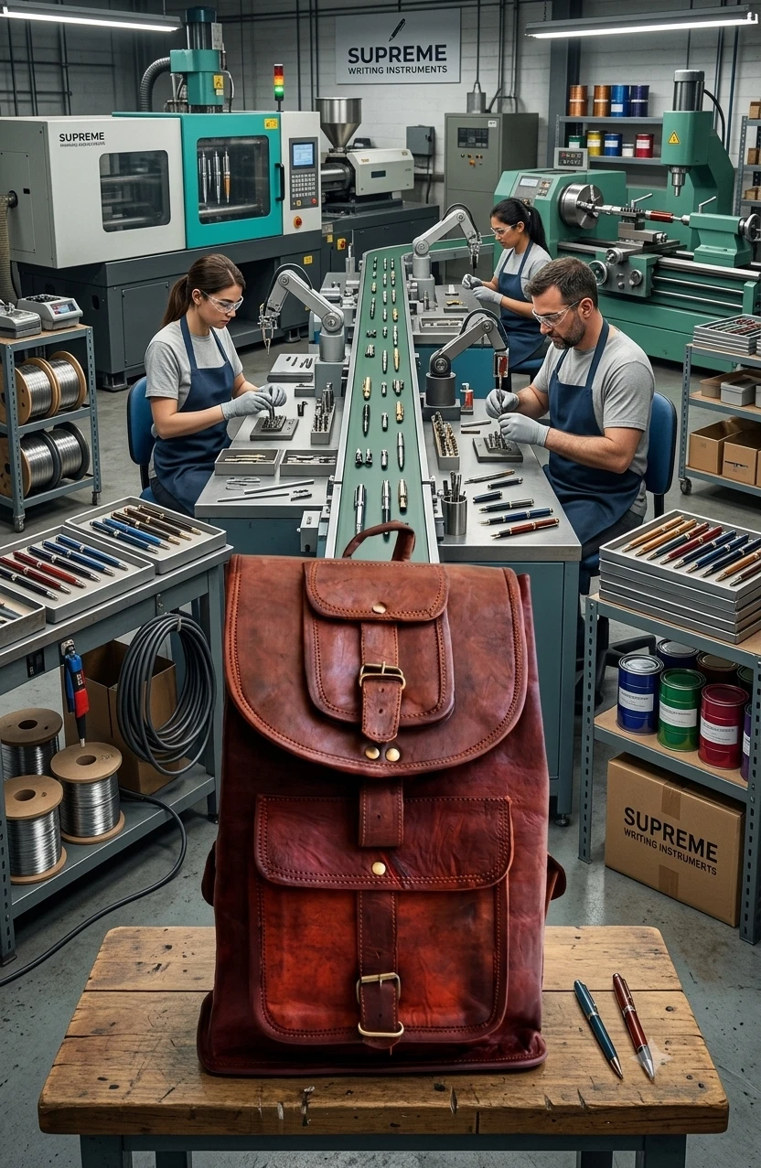 New Genuine Leather Back Pack Rucksack Travel Compatible Bag For Men's