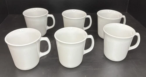 6 Corning Winter Frost White D Handle Coffee Cups Vintage