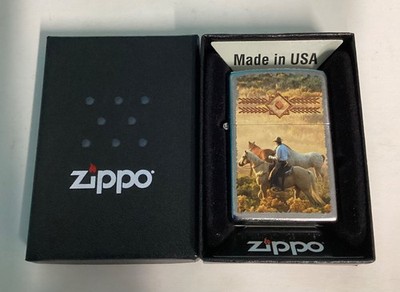 ZIPPO 2014 COWBOYS ROUND UP STREET  CHROME LIGHTER SEALED IN BOX C286