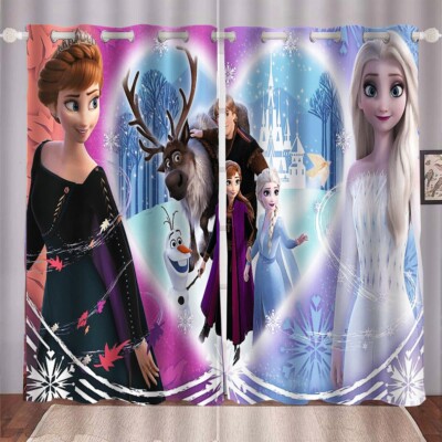 Wohnbereich Schlafzimmer Vorhänge Zweiteilig Verdunklung| 3D Frozen Elsa & Anna
