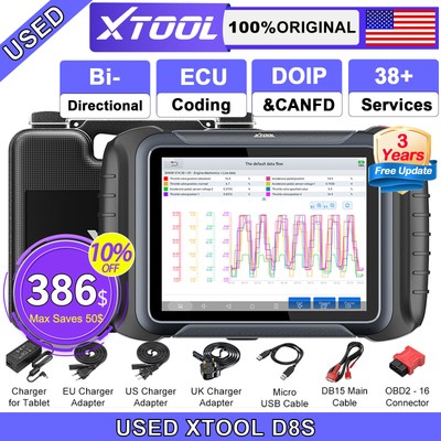 XTOOL Used D8S OBD2 Bidirectional All System Diagnostic Tool Topology CANFD/DOIP