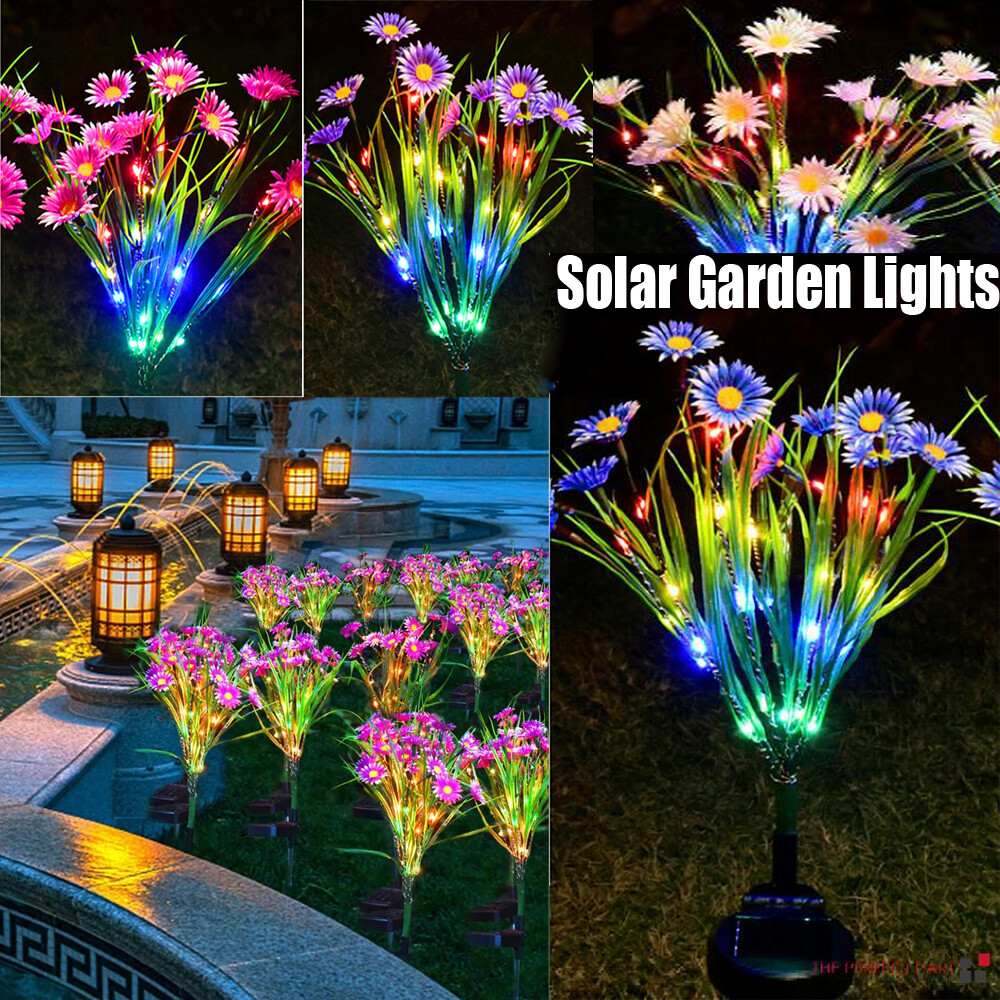 Solar Garden Lights Outdoor Waterproof LED Flower Stake Lamp Yard Patio Decor