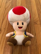 GENUINE Super Mario Bros Red Toad Stuffed Plush All Star 8" Little Buddy Used