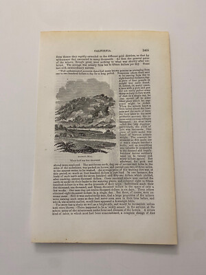 Sutter's Mill Home of the 1849 California Gold Rush Washing c. 1875 Engraving