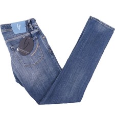 Handpicked Slim-Fit 'Orvieto' Soft Sanded Medium Blue Denim Jeans 34 NWT