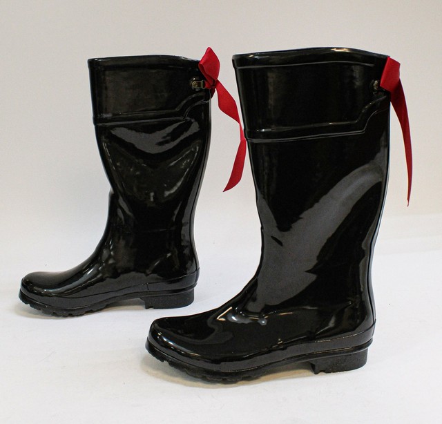 rain boots with bows on back