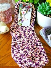 New Women’s Purple, Pink & White Boucle Nubby Cozy Fuzzy Lounge Sleep Socks