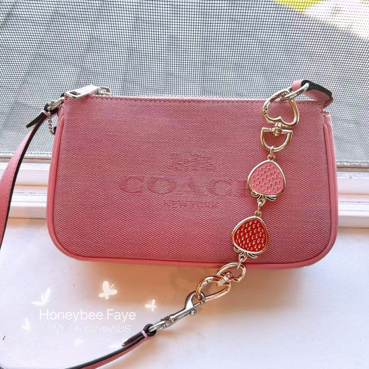 NWT Coach Nolita 19 CU002 Jacquard Pink plus extended strawberry