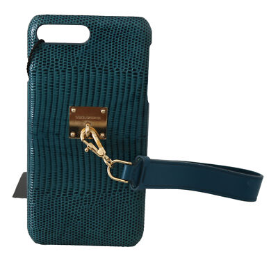 DOLCE & GABBANA Phone Case Blue Leather Gold Metal Hand Strap iPhone 6 Plus $600