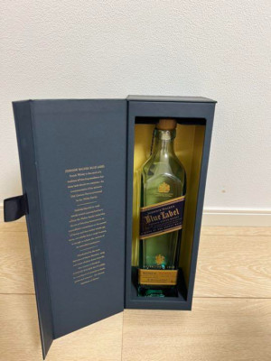 Johnnie Walker Blue Label leere 750ml Whisky Glas Flasche mit Box Sammlerstück