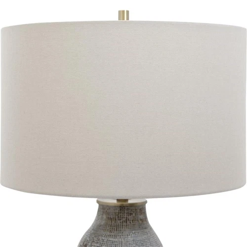 Uttermost Monacan Ceramic and Steel Table Lamp in Neutral Gray/Taupe - Picture 4 of 8