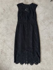 NEXT Tall Black Lace Sleeveless Pencil Evening Dress. Xmas Party. Size 12