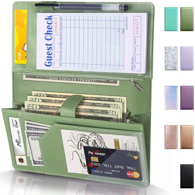 Server Book High Volume, Expandable Server Books for Waitress, Waiter Green