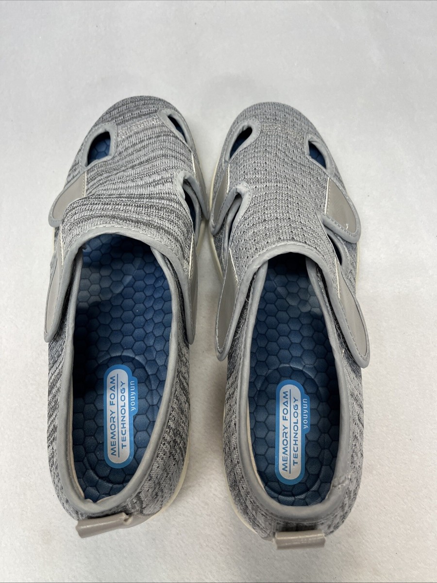Men\'s Youyun Diabetic Gray Adjustable Memory Foam Shoes Size 10 Amazon.com | youyun Diabetic Shoes for Men Wide Width  main image 2