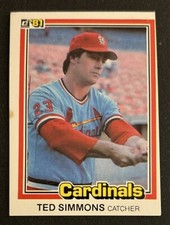 1981 Donruss Ted Simmons Baseball Card #308 Cardinals Catcher Poor Miscut Stains