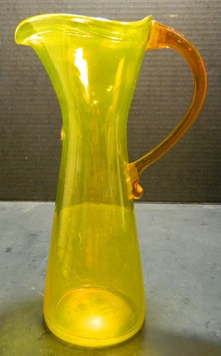 Vintage Blenko Yellow Glass Jonquil Pitcher Designed By Wayne Husted #6030S Exc
