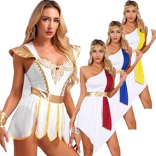 Women Ancient Roman Empress Bodysuit Toga Costume Greek Queen Halloween Dress Up