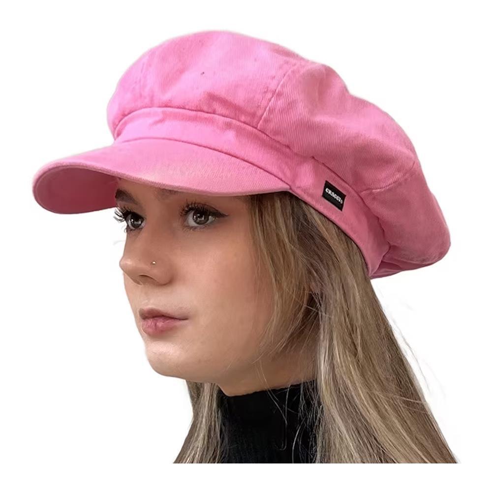 Baker Boy Hat Craggi Denim Style Cap Ladies Mens Vintage Cotton Cap Bright Pink