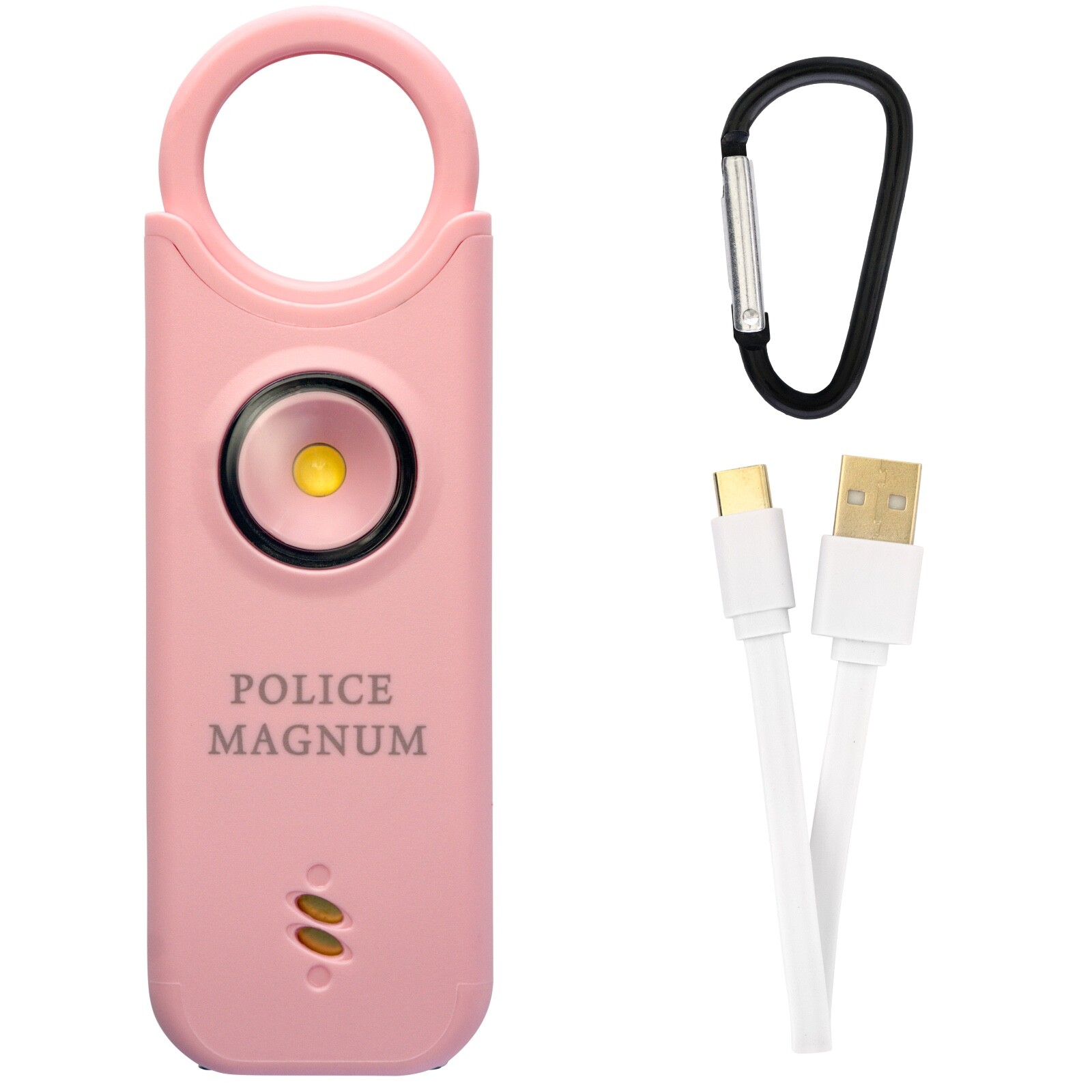 Police magnum personal safety alarm keychain-135db rechargeable led light-pink