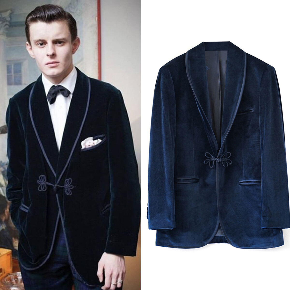 men's winter jacket for formal dress Velvet Smoking Coat Mens Wedding Evening Single Breasted Retro Button Snowy Clara Nutcracker in VARIANTE_BC006GS91SZ Color:Embroidered Flowers Black Yiliang Mens Jacket Collection