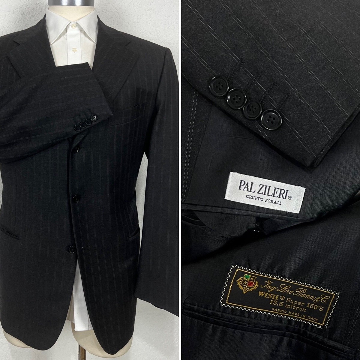 Pal Zileri Loro Piana Wish Super 150 Gray Pinstripe Suit Jacket