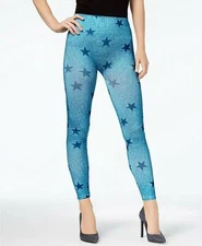 Seamless Leggings Blue Denim Star M/L FIRST LOOKS by HUE $26 NWT
