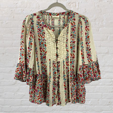 Maeve Anthropologie Womens Size 4 Blouse Floral Button Front Boho Chic Top