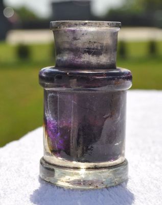 1900s Germany German JE Marked Thick Clear Glass Interesting Shape Ink Bottle