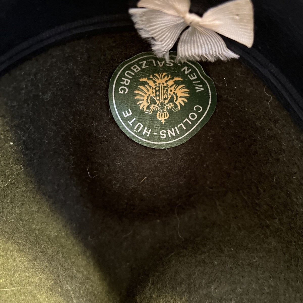Collins Hute Wien Dark Green Suede Vintage Boho Chic Fedora Hat Vintage Collins Wein Austria German Green Mens Wool Fedora  main image 2