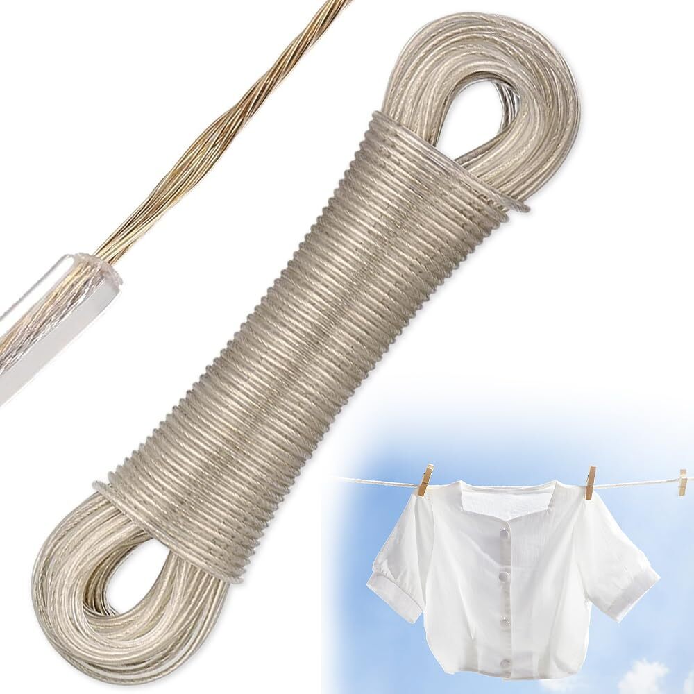 mizikuu 50m Filo per Stendere il Bucato da Esterno, Filo Stendibiancheria (g3X)