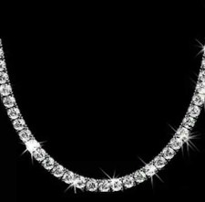 20Ct Round Cut Lab Created Diamond Tennis Women's Necklace 14K White Gold Plated