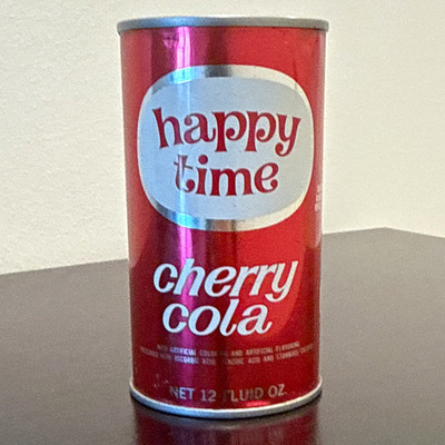 Happy Time Cherry Cola Flat Top 12 fl oz Soda Can Red White Great Condition