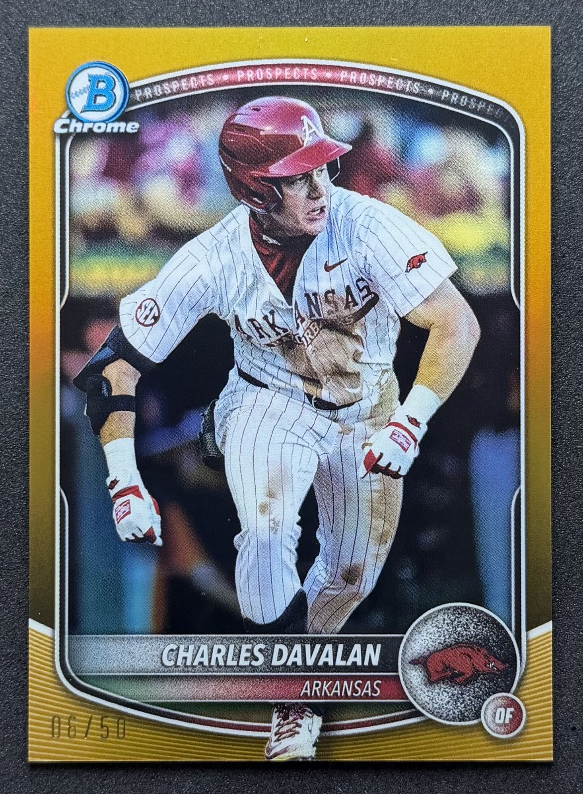 Charles Davalan | 2025 Bowman Draft Chrome Gold Refractor /50 College Variation