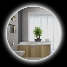 kleankin Specchio Bagno con Luci LED, Controllo Touch e Antiappannamento Ø60 cm
