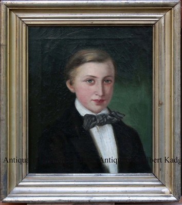 FREE ''A Nice Boy'' Oil Painting on Canvas from 1857 with Frame Portrait