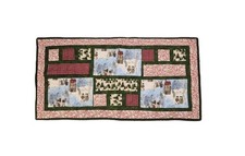 Vintage Handmade Christmas Quilt Wall Hanging, Retro Plaid Back Table Runner